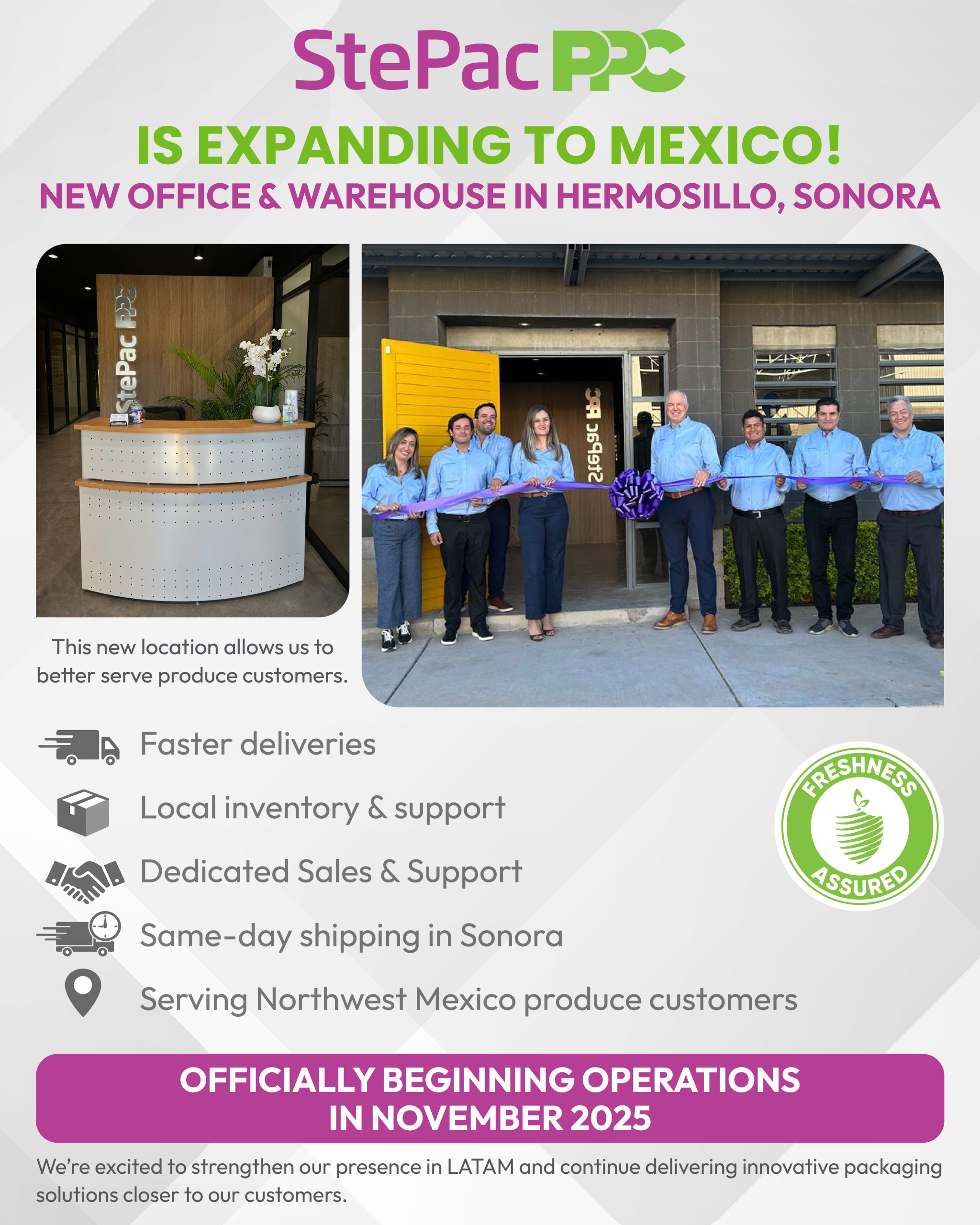 StePacPPC announces the opening of a new regional office in Hermosillo, Sonora, Mexico.