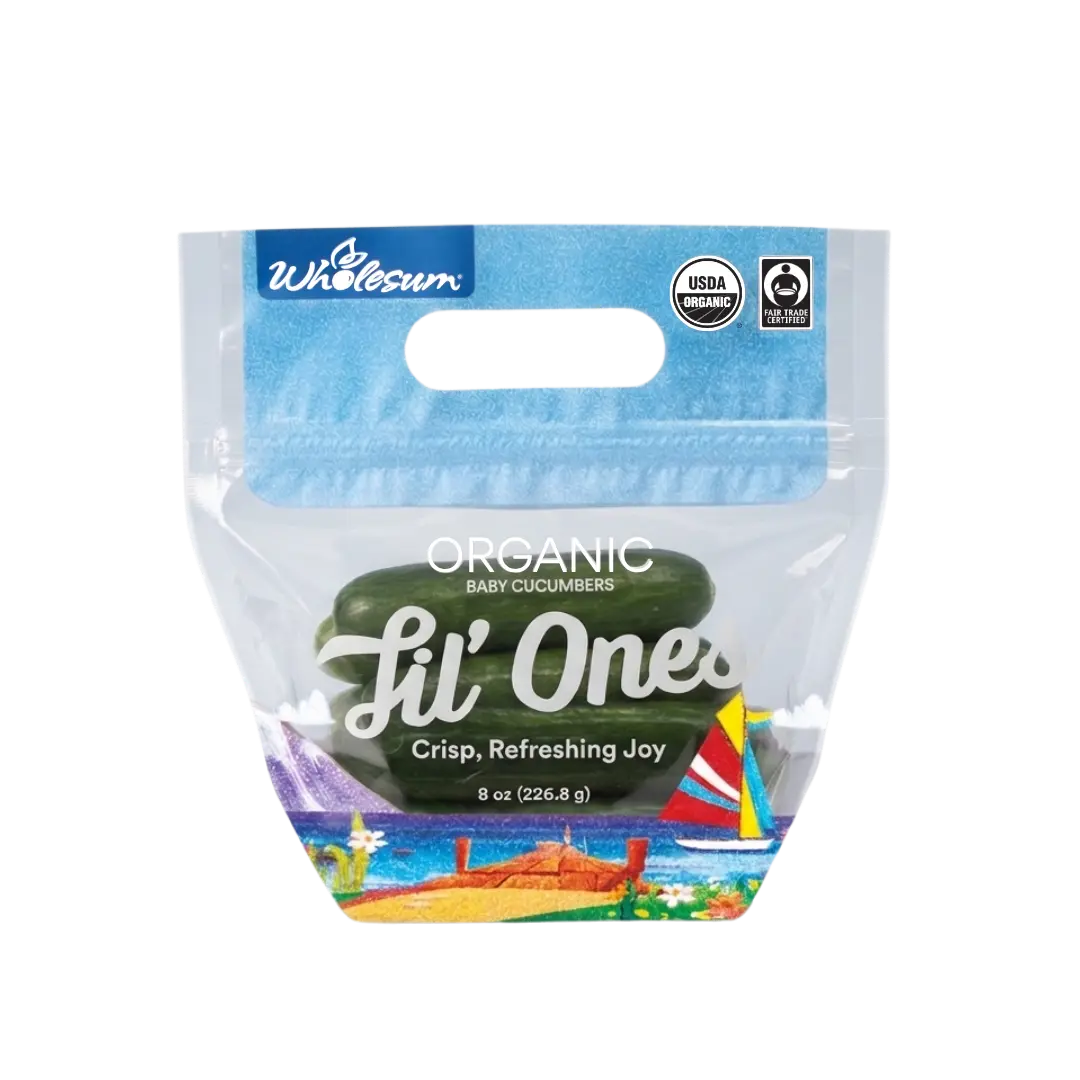 Wholesum Lil'Ones Cucumbers packed in Xgo™ pouches